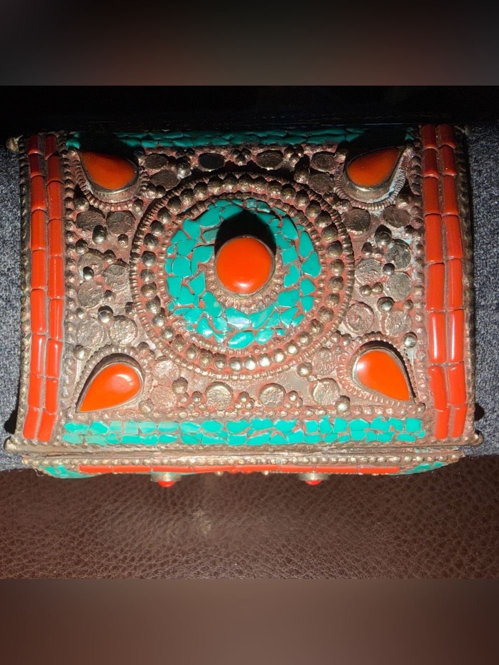 Tibetan Silver Artisan Turquoise and Coral - Handcrafted Large Cuff Bracelet